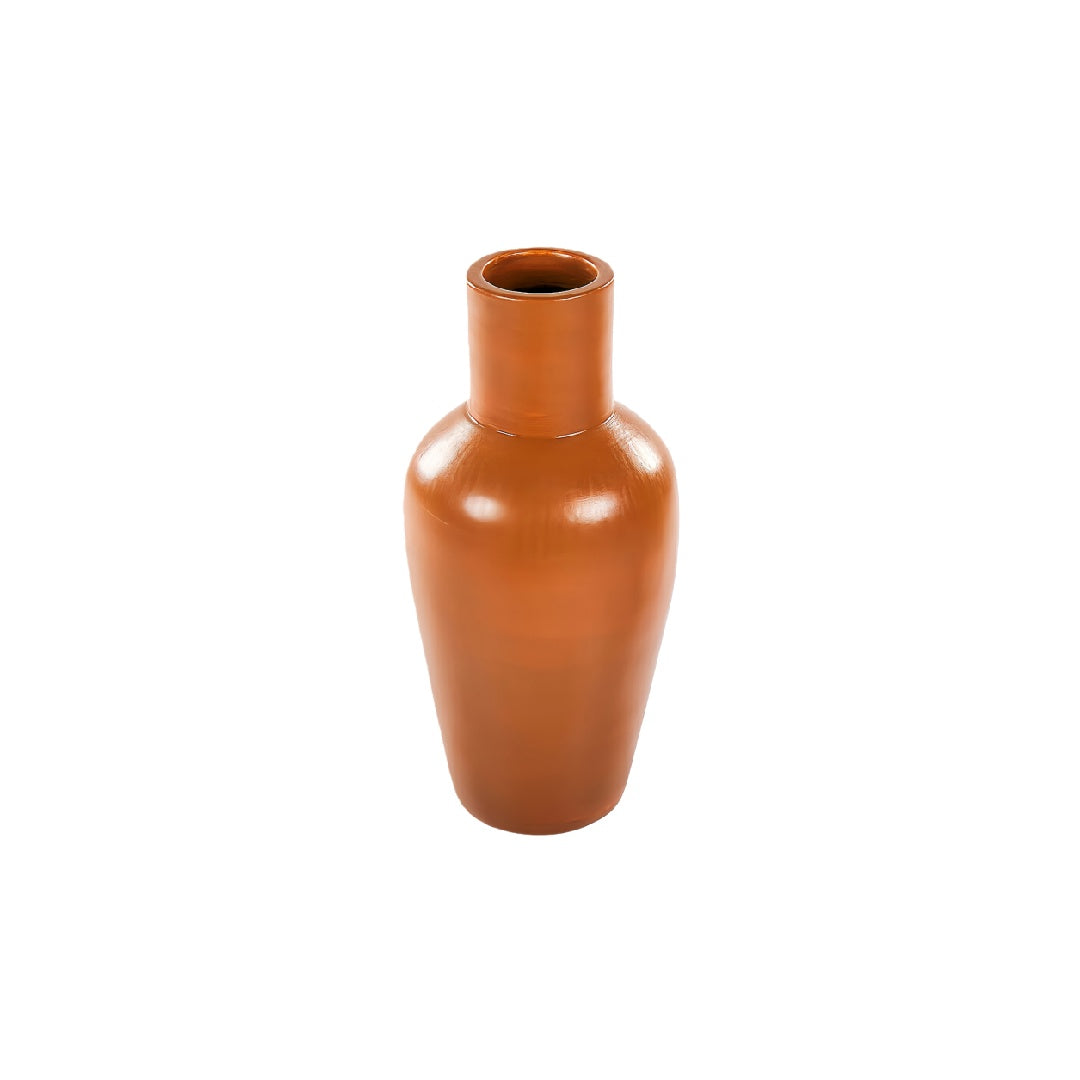 Rustic Terracotta Brown Ceramic Amphora Vase - 12 inch Matte Decorative Urn