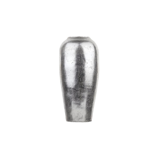 Industrial Metallic Silver Ceramic Floor Vase - 15 inch Distressed Silver Decorative Urn